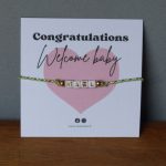 Carte de Naissance "Welcome Baby" avec bracelet prénom