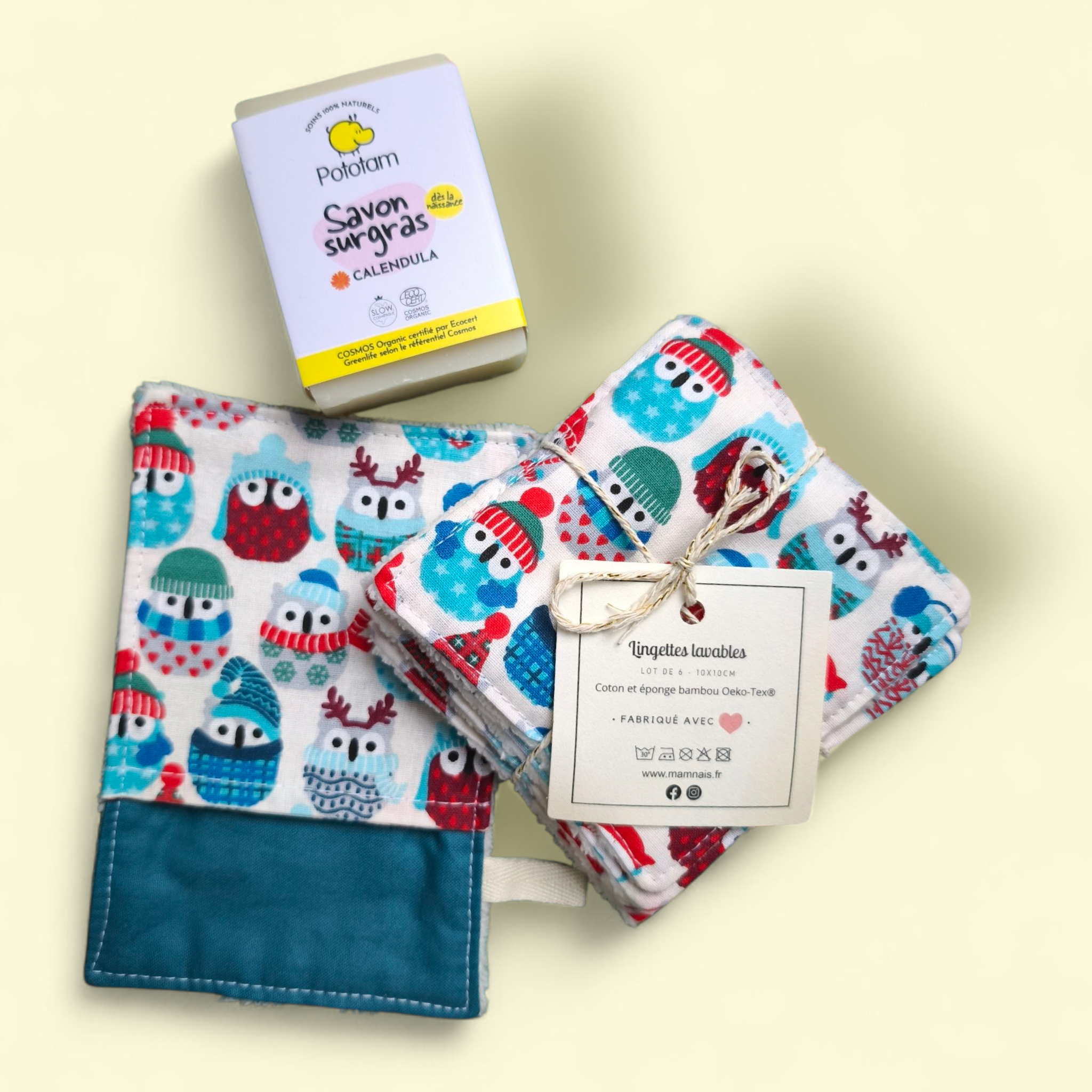 2025/11/1000033232.png Coffret Naissance Bébé Trio - Hiboux d'hiver 🦉 (3 pièces) – Image 1