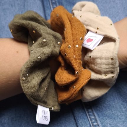 Chouchou d’Allaitement – Gaze de Coton & Pois Dorés